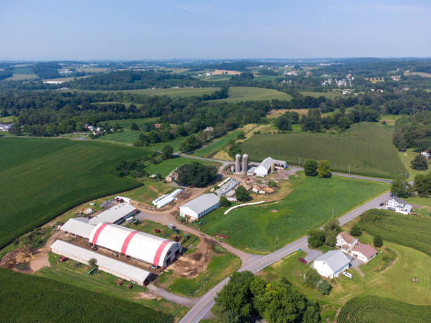 istock Aerial View of Farm and Fields 1346151282