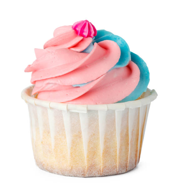 istock Tasty cupcake with cream top isolated on white background 1346151356