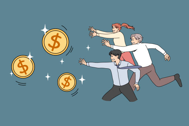 концепция конкуренции человеческих денег. жадность к богатой жизни - men necktie office finance stock illustrations