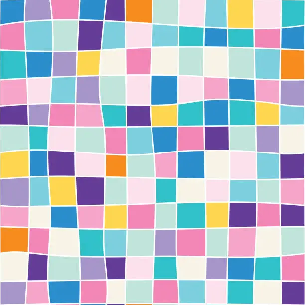 Vector illustration of Freehand colorful squares pattern