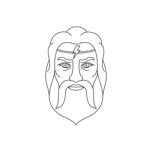 Greek god Zeus Greek god Zeus on  white background. Icon in line art style. zeus logo stock illustrations