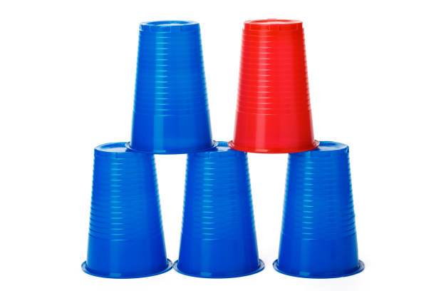 istock Pile of plastic cups on white background 1346162210