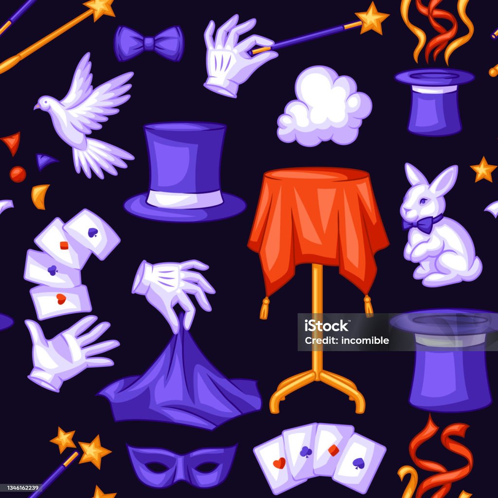 Patterns Magican Magician Seamless Pattern With Magic Items Illusionist Show Or ...