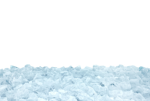 Ice cubes on the white background with copy space