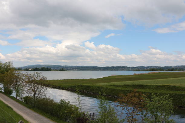 istock Cloudy spring day in Hurden on Lake Zurich 1346165278