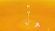 istock Slow motion orange juice drop 1346168645