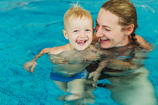 Girl swimming in the pool