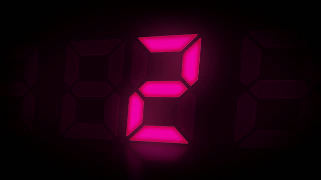 Tense digital clock countdown animation. Simple design in pink.