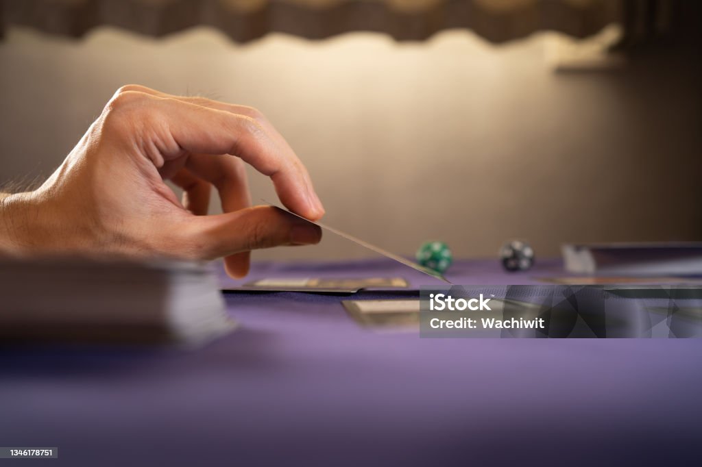 Playing trading card game Magician Stock Photo
