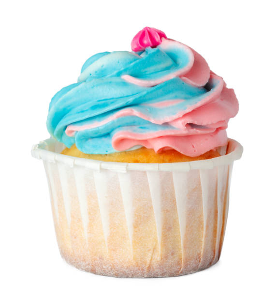 istock Tasty cupcake with cream top isolated on white background 1346179533