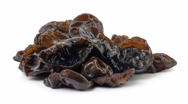 Black fungus isolated on white background with clipping path. Black fungus isolated on white background with clipping path. auriculariales photos stock pictures, royalty-free photos & images