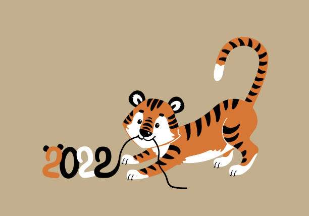 istock vector illustration animal young tiger, symbol of new year 1346181213