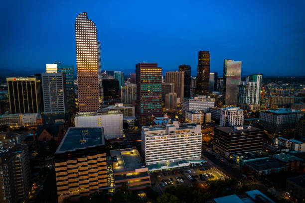 istock Nightscape above Denver Colorado Sunrise Cityscape 1346182535