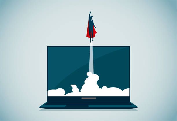 przełom - superhero flying heroes business stock illustrations