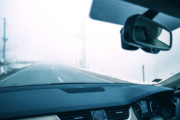 istock Driver pov at the road in winter 1346186319