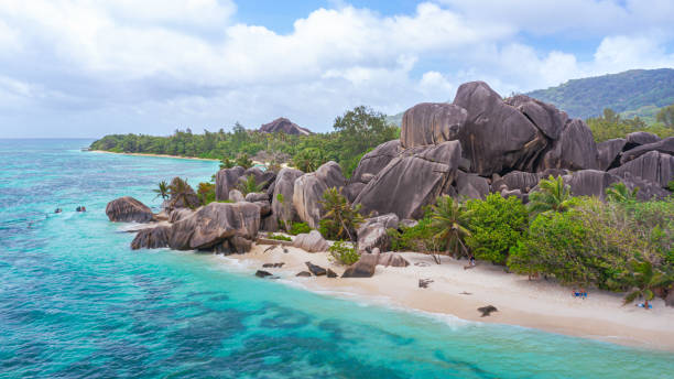 istock Beautiful landscape at Anse Source d'Argent beach on La Digue in the Seychelles 1346186397