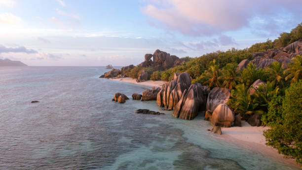 istock Beautiful landscape at Anse Source d'Argent beach on La Digue in the Seychelles 1346187080