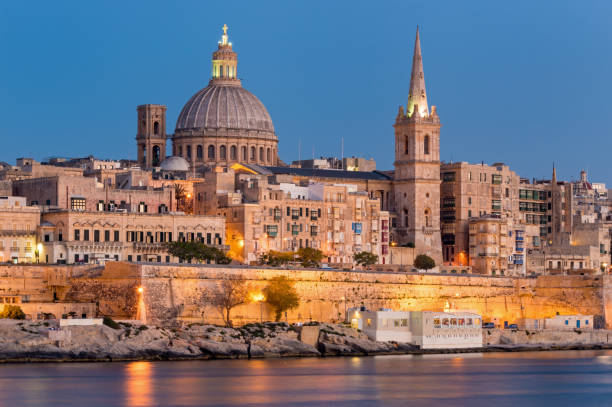 istock Valletta Skyline illuminated at dusk, Malta, Europe 1346188647