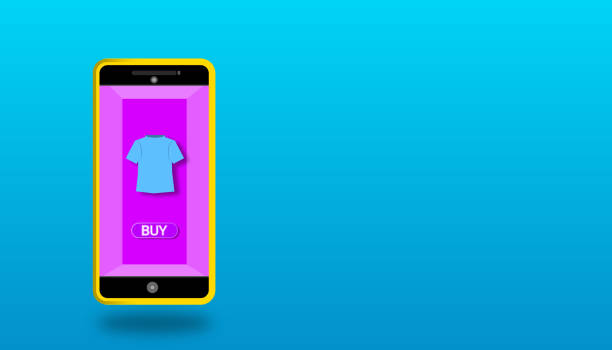 istock 3D mobile with online shopping isolated on blue background. concept for online shopping. 1346189974