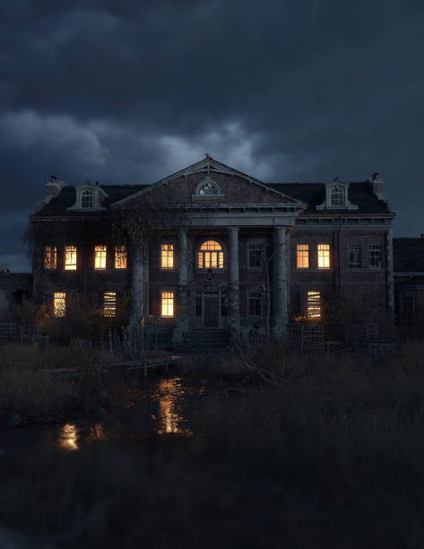 ocean city, maryland,usa - January 27,2024 :A starter house for a handyman is for sale, could be haunted.  Could point out the irony of home ownership too.