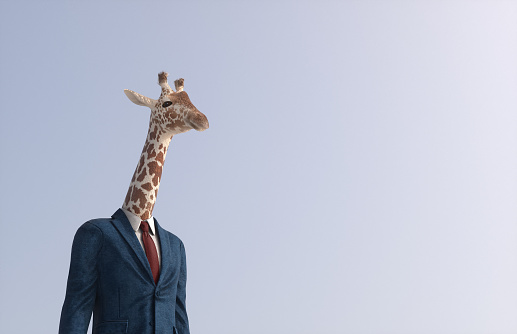 Giraffe dressed in a business suit. This is a 3d render illustration