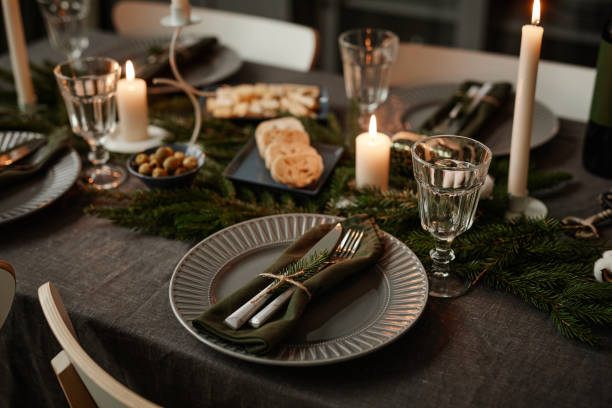 istock Elegant Christmas Dining Table in Black 1346201586