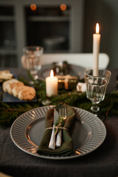 istock Christmas Dining Table in Black Close Up 1346201590