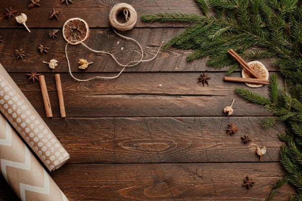Top View Wooden Background for Christmas