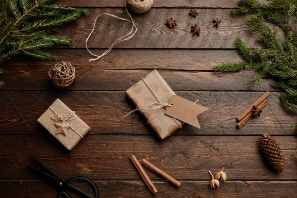 istock Christmas Gift on Wooden Background 1346201644