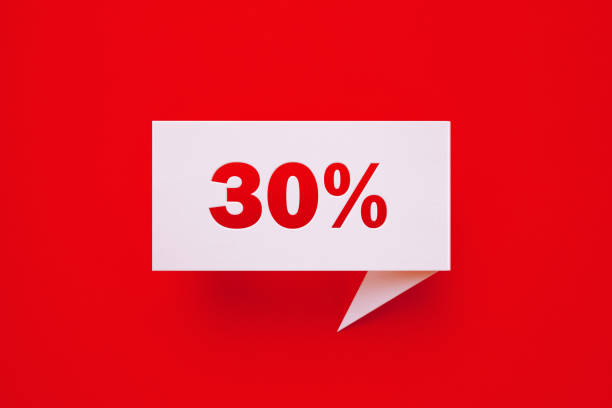 istock 30 Percent Off Written White Chat Bubble Sitting On Red Background 1346204853