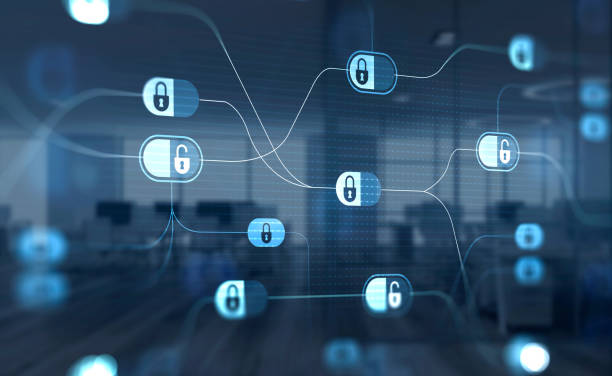 istock Padlock icons in a holographic digital blue cyberspace 1346204961