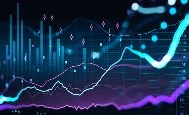 istock Financial chart and rising graph with lines and number 1346205377