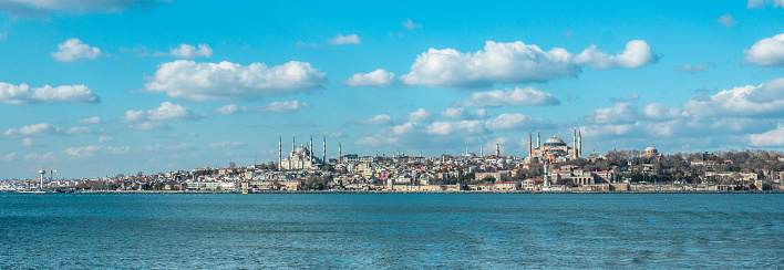Panorama of Istanbul with sultanahmet mosque and hagia sophia
