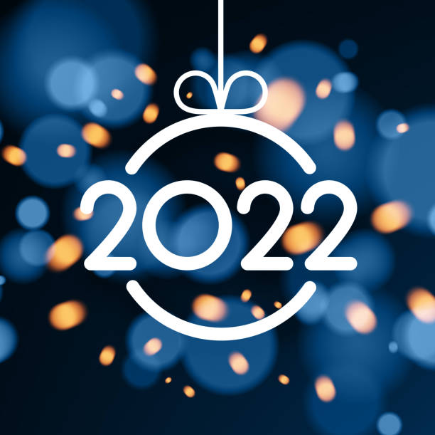 weißes weihnachtsbaum spielzeug mit 2022 schild. - number vibrant color transparent blue stock-grafiken, -clipart, -cartoons und -symbole
