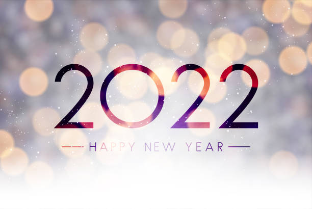istock Fogged glass 2022 sign on colorful bokeh background. 1346209452