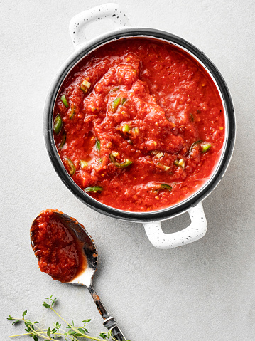 Tomato Sauce, Cooking Pan, Tomato, Pepper - Vegetable, Food and Drink, Canned Food, Preserves, Chili Pepper, Marinated,