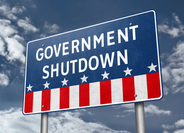 istock Government Shutdown - road sign illustration 1346216158