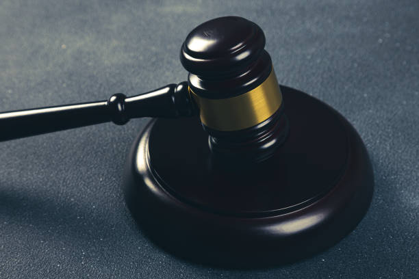 istock Judge's gavel on dark background, top view. Law concept 1346220832
