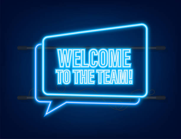 istock Welcome to the team written on label. Neon icon. Advertising sign. Vector stock illustration 1346222780