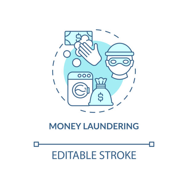 Money laundering blue concept icon Money laundering blue concept icon. Illegal financial procedures. Black market deal. Reason for deportation abstract idea thin line illustration. Vector isolated outline color drawing. Editable stroke money laundering stock illustrations