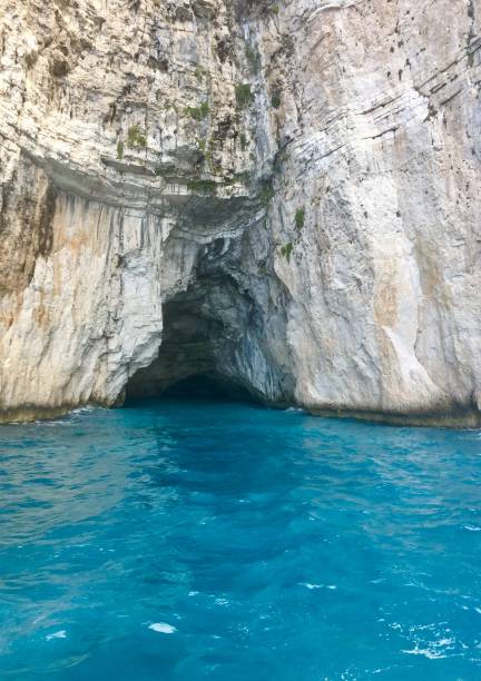Paxos blue caves, Greece stock photo