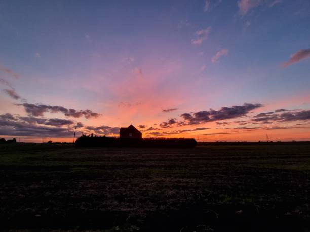 istock Orange Sunset behind a House (wide) 1346228898