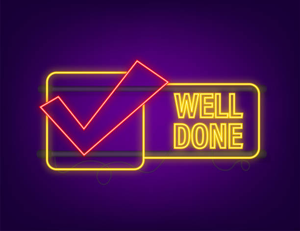 istock Well done written on neon yellow label. Advertising sign. Vector stock illustration 1346231035