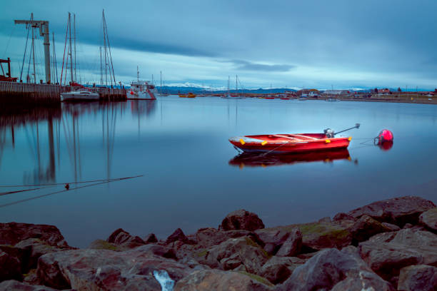 Boat over the bay. docked in port.