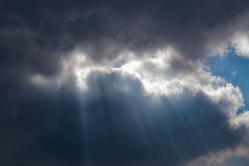Jacob's Ladder or crepuscular rays: an optical phenomenon made by sunlight that is scattered by particles in the sky.