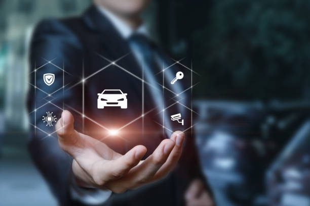istock A man in a suit shows the car protection system icon . 1346236005