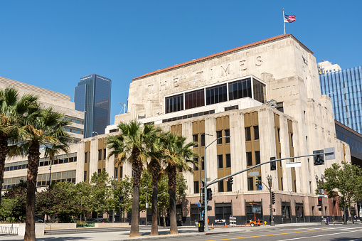 Los Angeles, California - United States - July 7th 2021 - Opened in 1925 the old Los Angeles Times building was headquarters to the LA Times until 2018.
