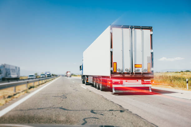 Truck Lorry in motion on a motorway