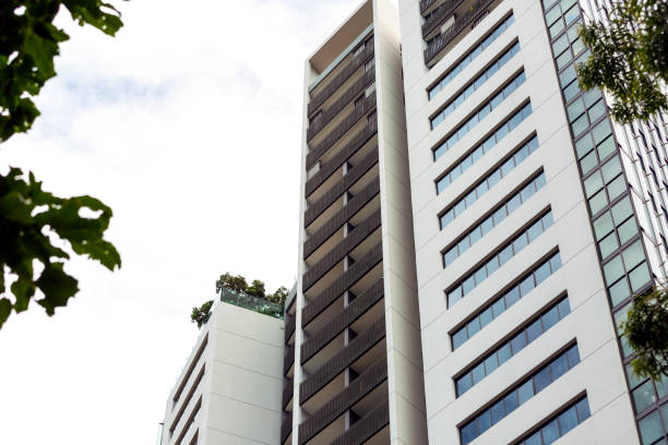 istock Modern apartment buildings, background with copy space 1346241992