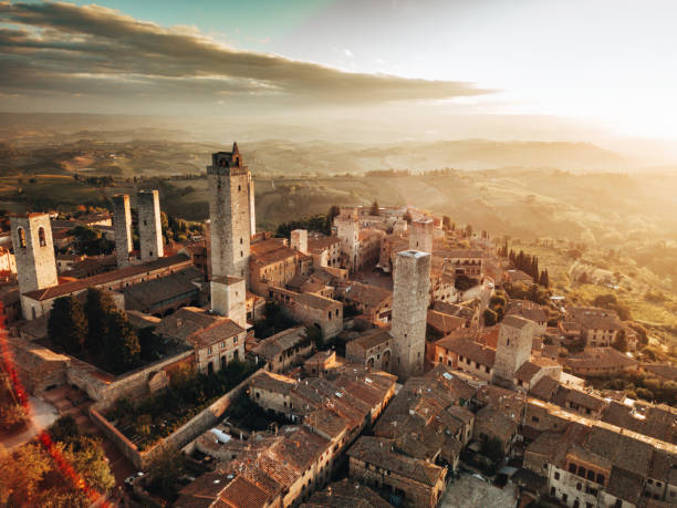San Gimignano aerial view San Gimignano aerial view ancient history stock pictures, royalty-free photos & images